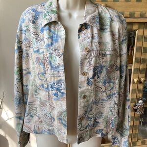 Christopher & Banks Floral Jean Jacket